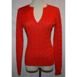 RALPH LAUREN BLACK LABEL Linen Silk Cable Knit Orange Sweater Small